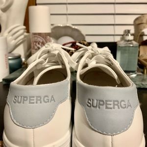 Leather superga shoes. light blue and white, size 38 which would fit US size 7.5